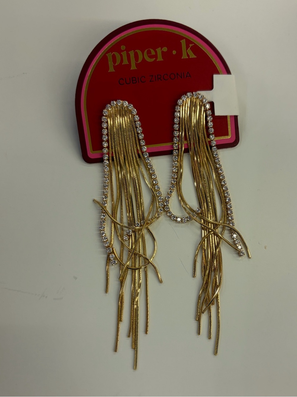 NWT ⚜️💎⚜️ Piper K Cubic Zirconia Liquid Gold Statement Earrings - Picture 3 of 4